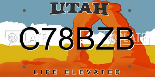 C78BZB Utah License Plate