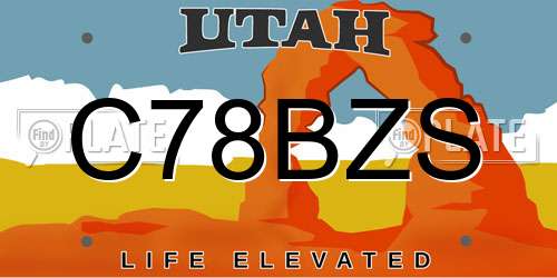 C78BZS Utah License Plate