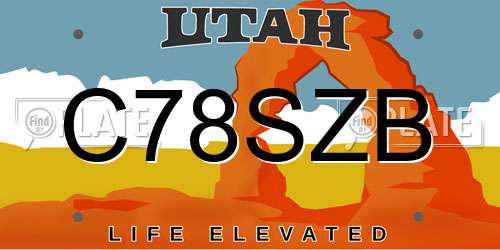 C78SZB Utah License Plate