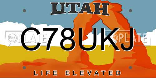 C78UKJ Utah License Plate
