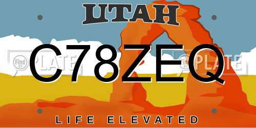 C78ZEQ Utah License Plate