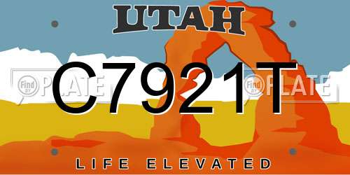 C7921T Utah License Plate