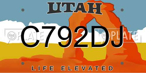 C792DJ Utah License Plate