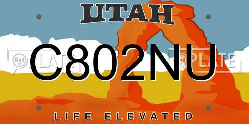 C802NU Utah License Plate
