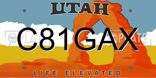 C81GAX Utah License Plate