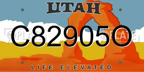 C82905O Utah License Plate