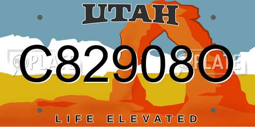 C82908O Utah License Plate