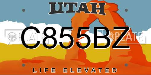 C855BZ Utah License Plate