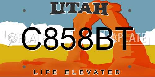 C858BT Utah License Plate