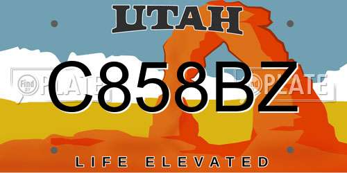 C858BZ Utah License Plate