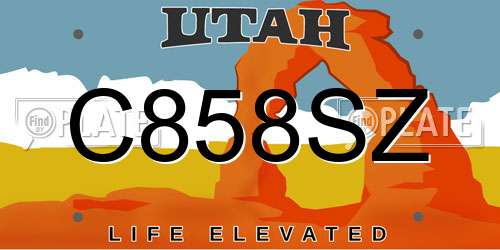 C858SZ Utah License Plate