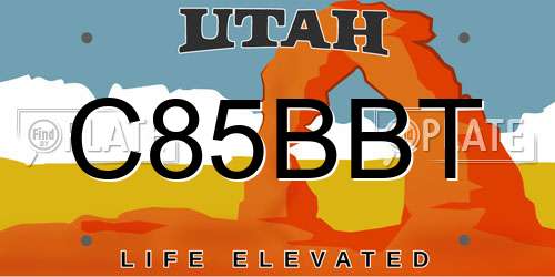 C85BBT Utah License Plate