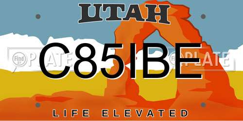 C85IBE Utah License Plate