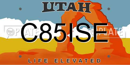 C85ISE Utah License Plate