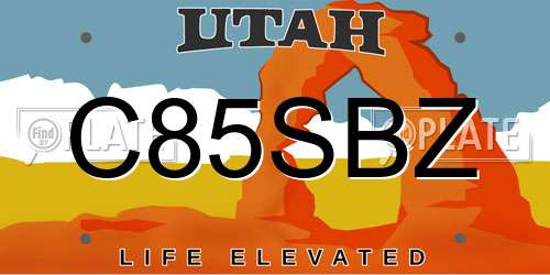 C85SBZ Utah License Plate