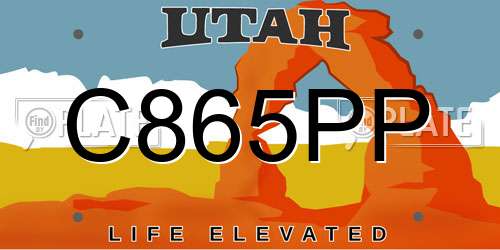 C865PP Utah License Plate