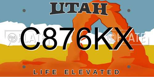 C876KX Utah License Plate