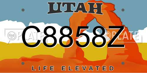C8858Z Utah License Plate
