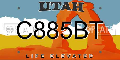 C885BT Utah License Plate
