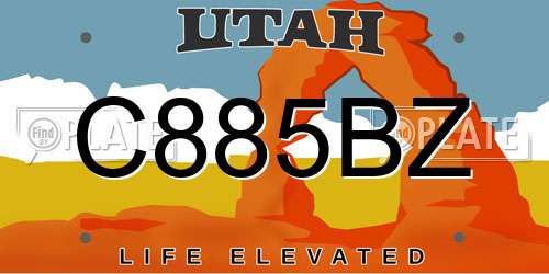 C885BZ Utah License Plate