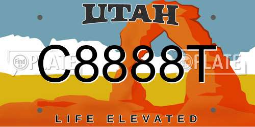 C8888T Utah License Plate