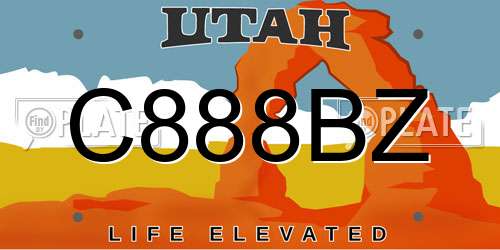 C888BZ Utah License Plate