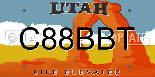 C88BBT Utah License Plate