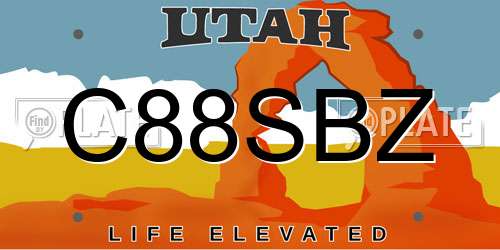 C88SBZ Utah License Plate