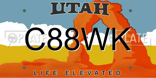 C88WK Utah License Plate