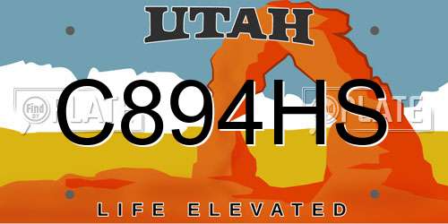 C894HS Utah License Plate