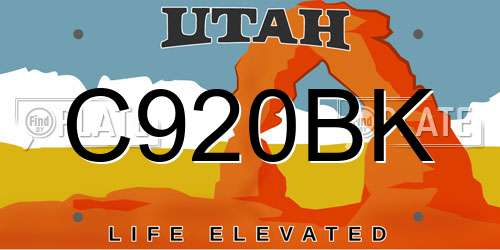 C920BK Utah License Plate