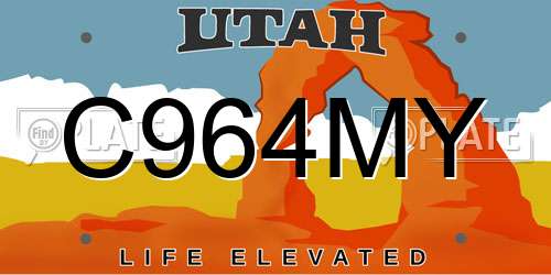 C964MY Utah License Plate