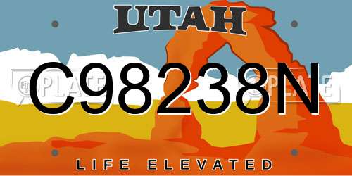 C98238N Utah License Plate