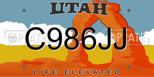 C986JJ Utah License Plate