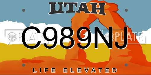 C989NJ Utah License Plate