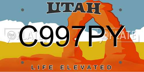 C997PY Utah License Plate