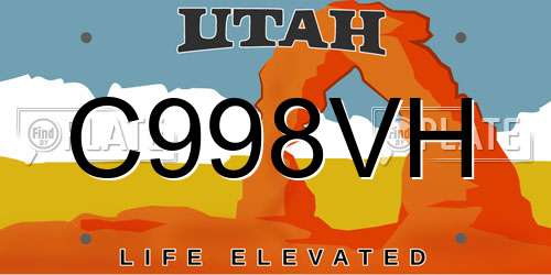 C998VH Utah License Plate