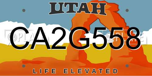 CA2G558 Utah License Plate