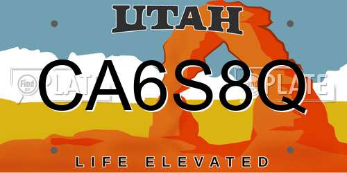 CA6S8Q Utah License Plate