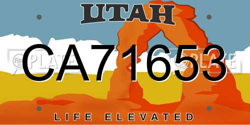 CA71653 Utah License Plate
