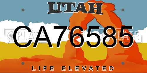 CA76585 Utah License Plate