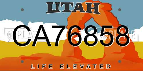 CA76858 Utah License Plate