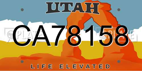 CA78158 Utah License Plate