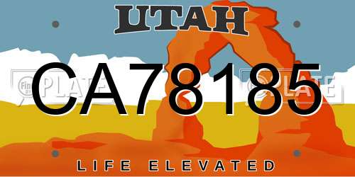 CA78185 Utah License Plate