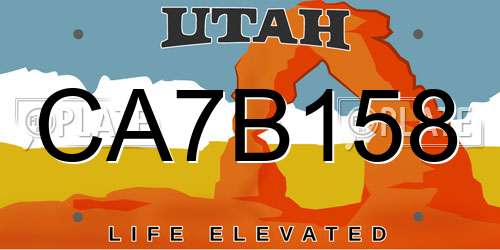 CA7B158 Utah License Plate