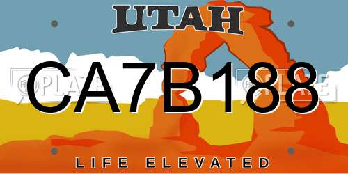 CA7B188 Utah License Plate