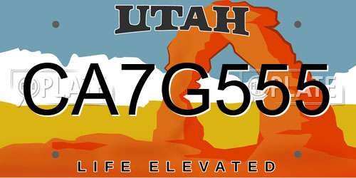 CA7G555 Utah License Plate