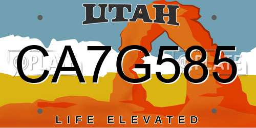 CA7G585 Utah License Plate