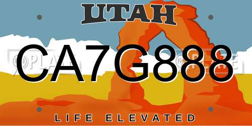 CA7G888 Utah License Plate