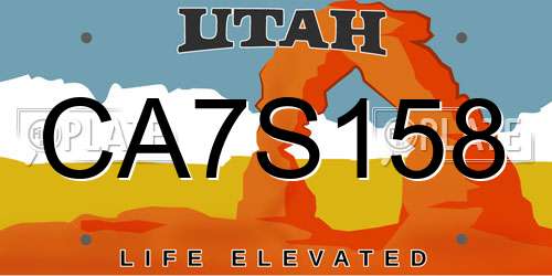 CA7S158 Utah License Plate